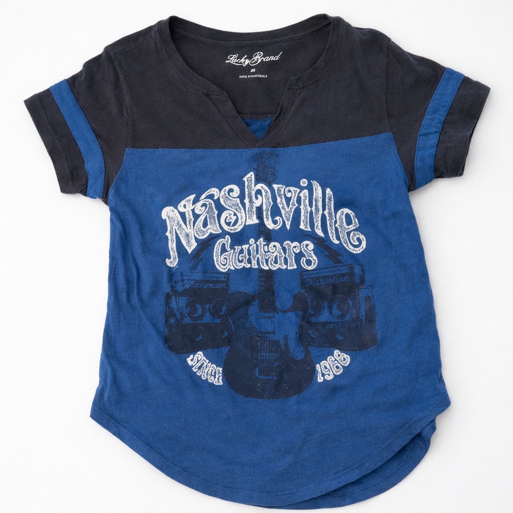 33. Lucky Brand Nashville Guitars Tee 🎸
